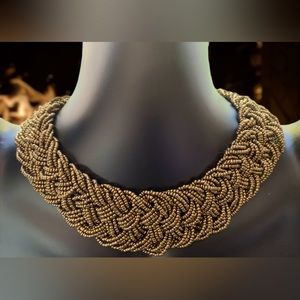 Gold Beaded collar Wild Lilies Jewelry 18”